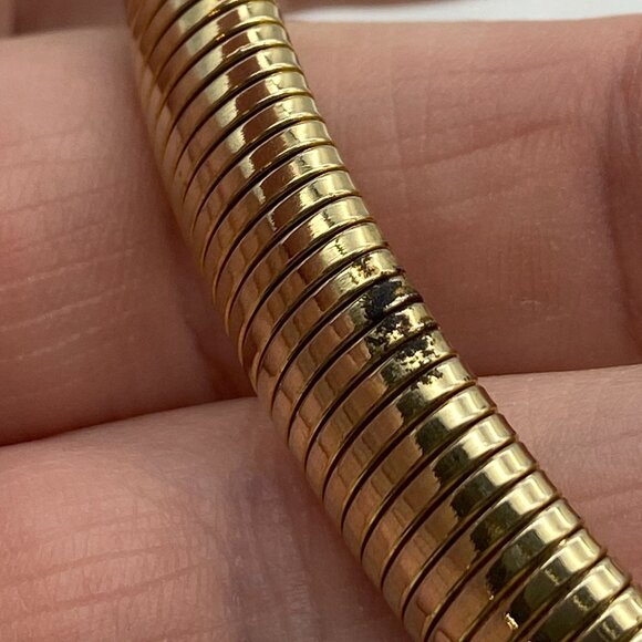 VTG Anne Klein skinny gold stretch belt Size Small medium 80s 90s disco metal - Picture 9 of 10